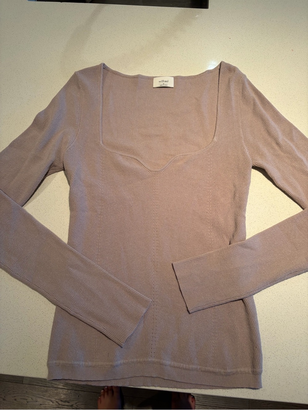Wilfred Mauve Ribbed Scoop-Neck Long Sleeve Top